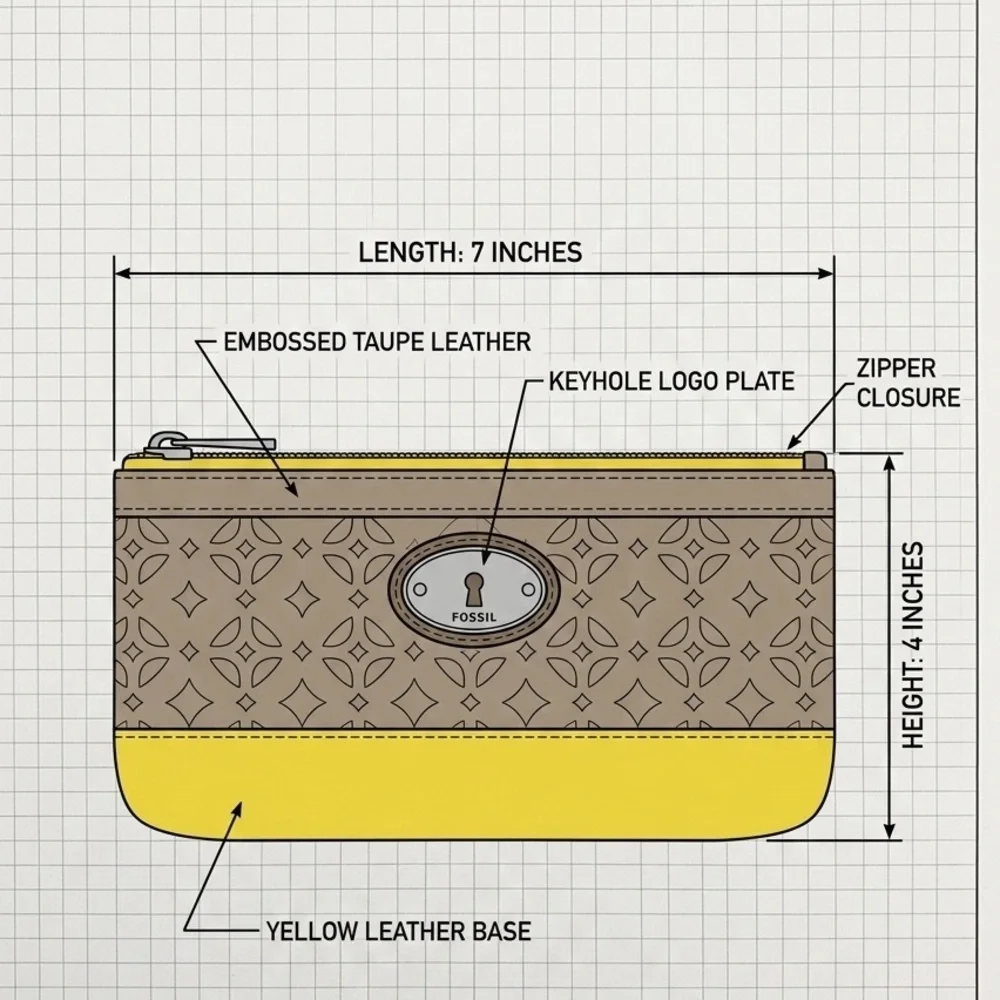 Fossil Taupe and Yellow Embossed Wristlet - Picture 6 of 6
